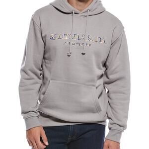 NWT Scotch & Soda Fleece Gray Men's Pullover Hoodie Relaxed Graphic Spellout XL
